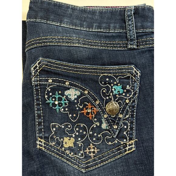 Wrangler Rock 47 Low Rise Cowgirl Bootcut Jeans Size 29 Embellished Rhinestones - Picture 1 of 9
